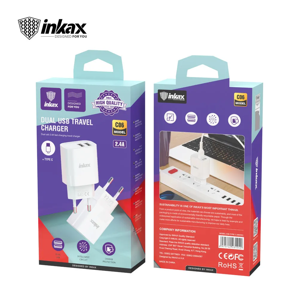 Chargeur Micro Dual Port USB INKAX C06 Chargeur Micro Dual Port USB INKAX C06