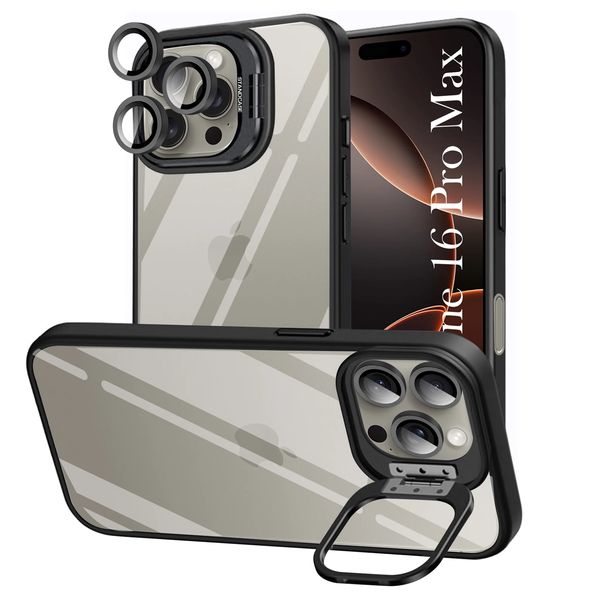 Étui iPhone 16 Pro Max Metal Stand Case Étui iPhone 16 Pro Max Metal Stand Case