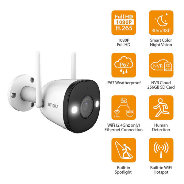 Caméra De Surveillance IMOU Bullet 2E Outdoor Cam (IPC-F22FP)