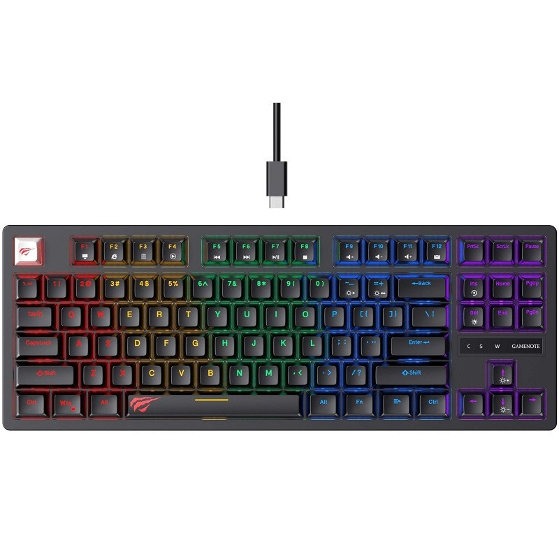 clavier-gamer-mecanique-havit-kb892l-rgb-noir Clavier Gamer HAVIT RGB KB892L – Image 1